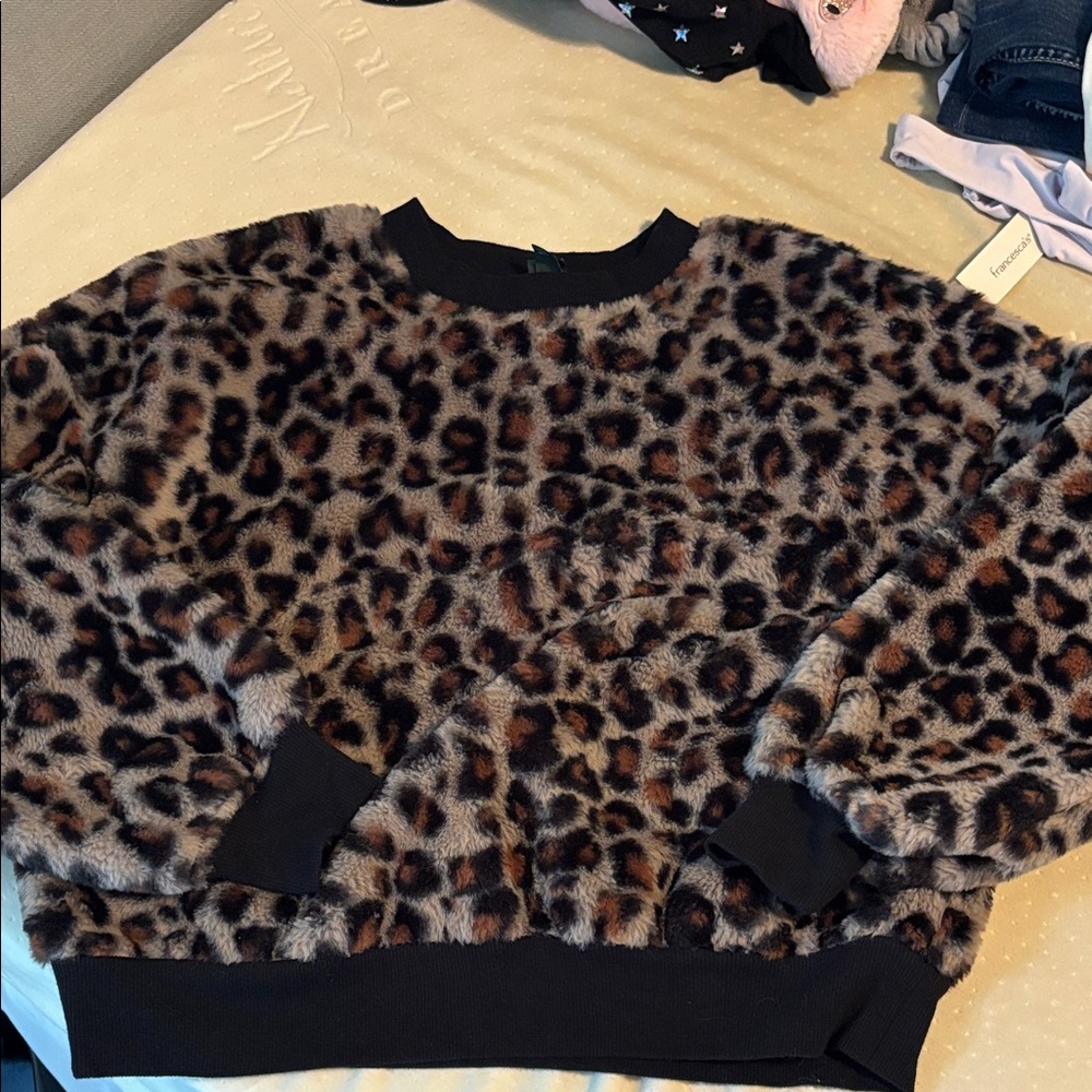 Wild Fable Leopard Print Fuzzy Sweater